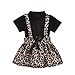 Produktbild Morran Mädchen Lässige Kleidung Sets Kleinkind Mädchen Mädchen Hemd Kragen T-Shirt + Schleife Leopardenmuster Leibchen Set(Schwarz,90)