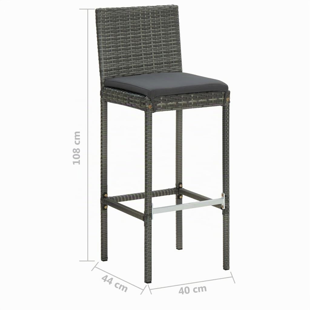vidaXL Ensemble de Bar de Jardin 5 pcs et Coussins Mobilier de Terrasse Salon de Jardin Table et Chaises de Patio Extérieur Résine Tressée Gris