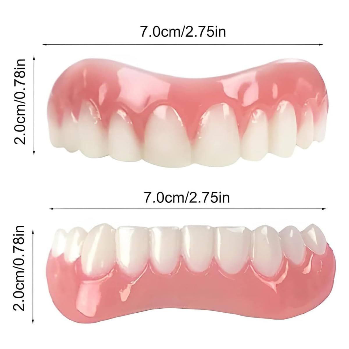 Adjustable Snap on Dentures, 2 Pairs Comfort Fit Upper and