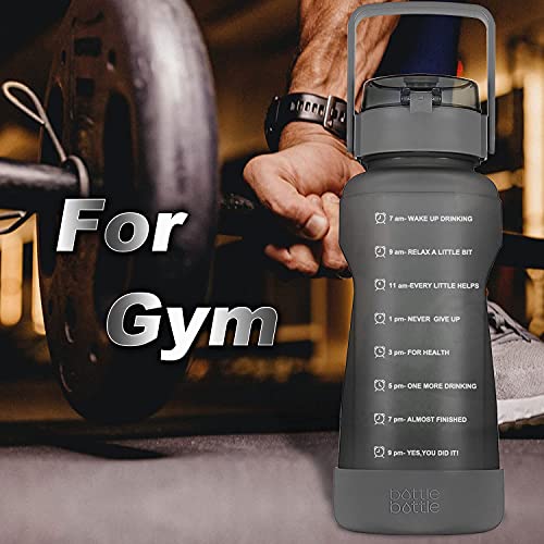 Bottle Bottle 64 Oz Gallon Motivational Water Bottle With Time Marker Straw & Protective Silicone Boot Workout Water Bottle For Adults And Kids Camping Half Gallon Water Jug (Gray) #TOP7