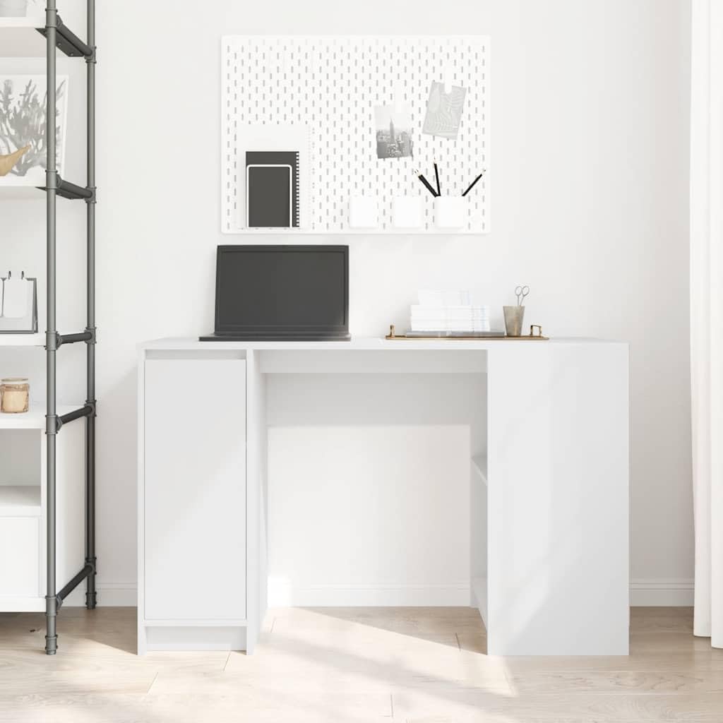 Scrivania in legno bianco, 120 x 42 x 76 cm, con robusto piano da scrivania e spazio di archiviazione, versatile come tavolo da ufficio, scrivania per computer o scrivania da gioco