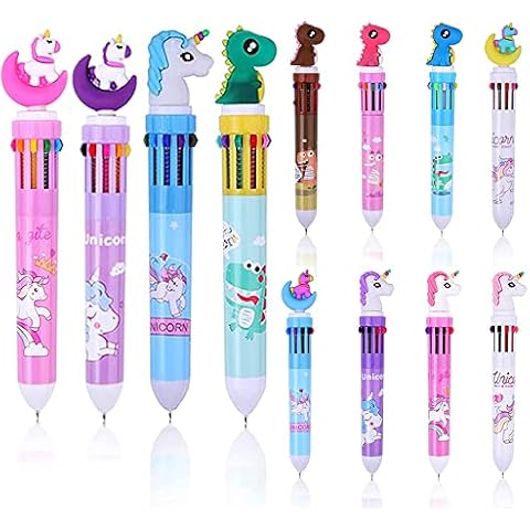 12 Pack 10-in-1 Retractable Ballpoint Pens Multicolour Pens,10 Colours Ball Point Pen in One for Kids,0.5mm Multi Coloured Pen for School Office Supplies Students (Combination 2) Cover