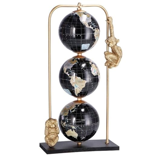 Mappamondo da Tavolo a 3 Sfere, Elegante Decorazione d'Arredo e Idea Regalo per Amanti dei Viaggi e della Geografia