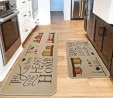 ZKZNsmart Kitchen Mats Set of 2 Non-Slip Washable Kitchen Floor Rugs with Rubber Backing Holiday Par