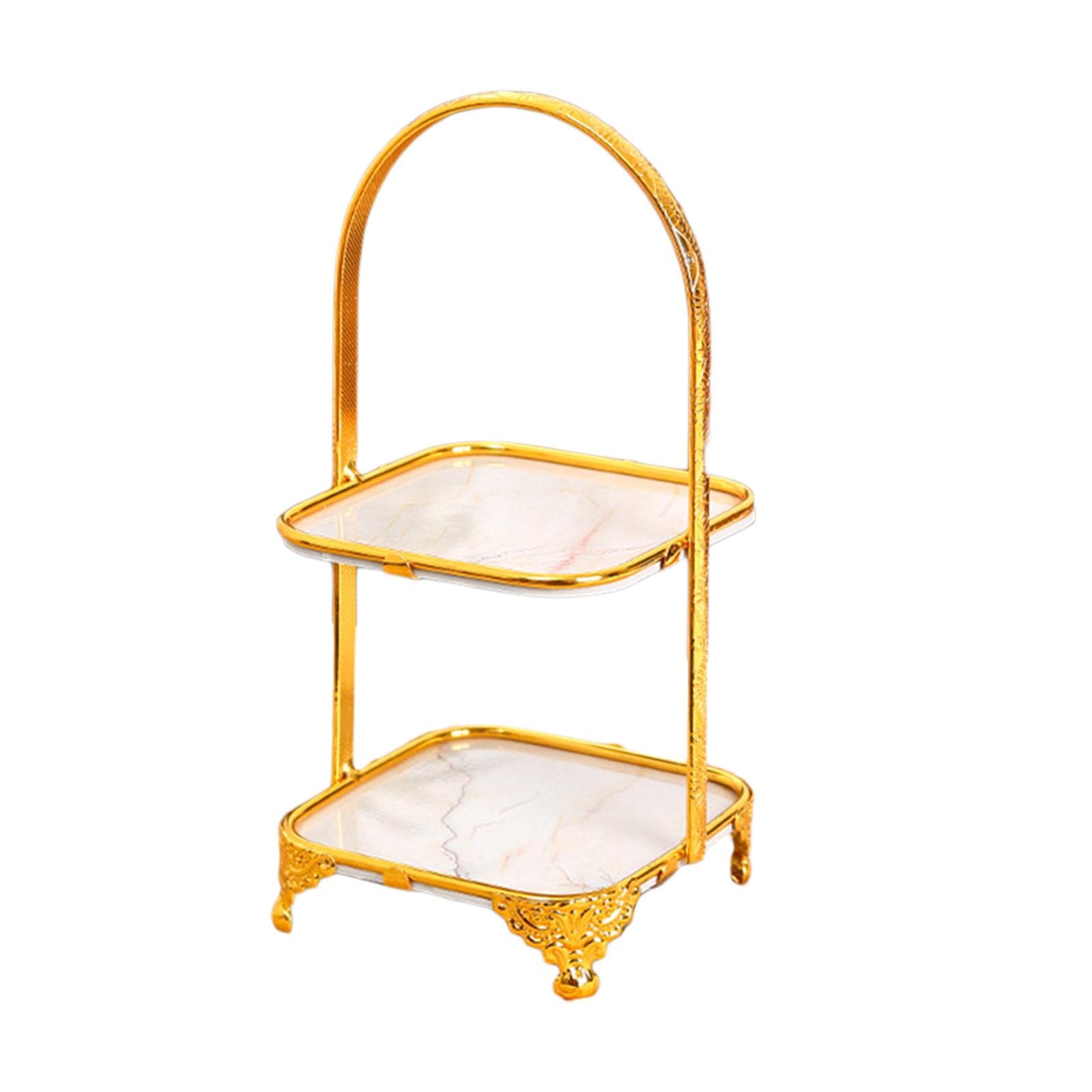 SePKUs Soporte para Tartas de Hierro Decorativo para Tartas, Bandeja Moderna para Tartas, vajilla para Eventos, Fiestas, Bodas, postres, Magdalenas, Plato para Tartas (Cuadrado de Dos Niveles)
