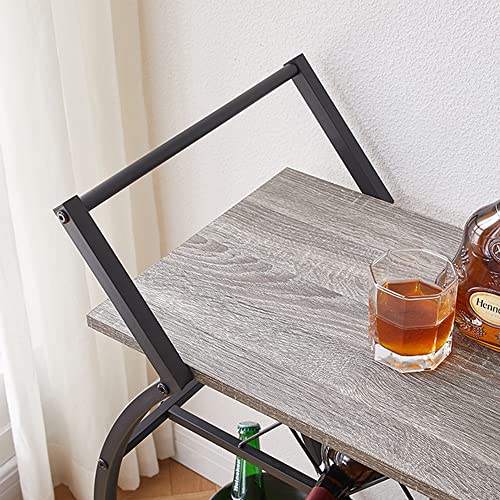 LVB-Bar-Cart-with-Wine-Rack-2-Tier-Farmhouse-Kitchen-Cart-on-Wheels-Modern-Wood-and-Metal-Portable-Coffee-Cart-Table-for-Home-Utility-Industrial-Mobile-Serving-Cart-with-Storage-Shelf-Grey-Oak LVB Bar Cart with Wine Rack 2 Tier Farmhouse Kitchen Cart on Wheels Modern Wood and Metal Portable Coffee Cart Table for Home Utility Industrial Mobile Serving Cart with Storage Shelf Grey Oak