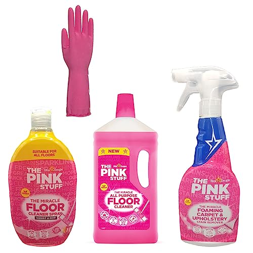 Ultimate Pink Stuff Home Cleaning Pack - 3 Cleaning Products + Dirty Scrubbers Gloves for Spotless Surfaces! (Floor Cleaning)