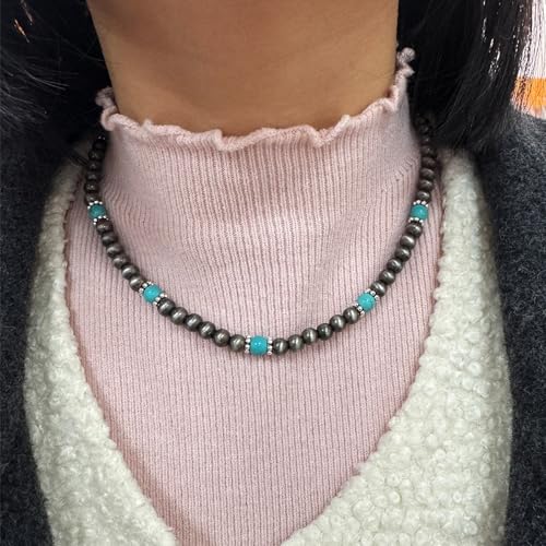 Turquoise Navajo Pearl Necklaces for Women Hypoallergenic Vintage Western Cowgirl Jewelry for Women4