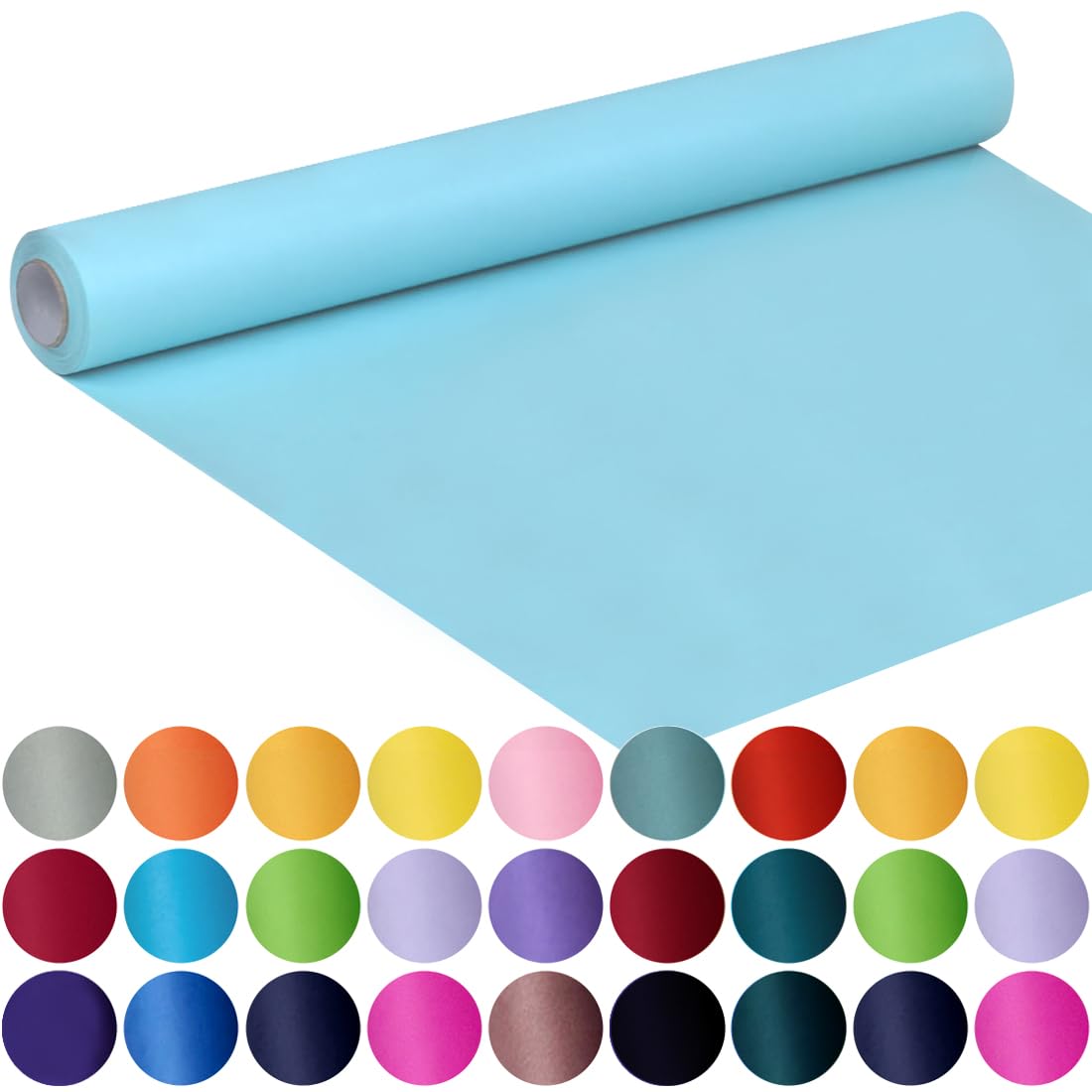 SMART&CASUAL17.8" x 760" (63') Light Blue Kraft Craft Paper Roll for Gift Wrapping Bulletin Board Bouquet Flower Kids Art Packing Parcel Table Covering 80GSM 55LB (Light Blue, 17.8" x 63')