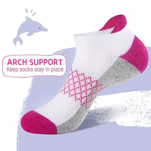 Comfoex 12 Pairs Girls Ankle Athletic Socks - 4-6, 8-10, 6-8 Years Old - Short Socks With Cushioned Sole3