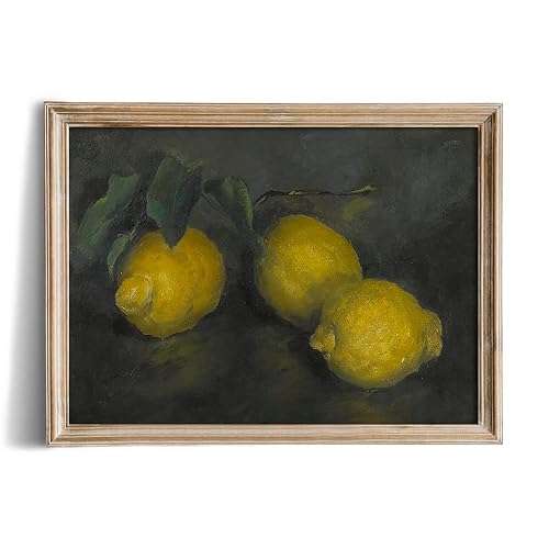 Miniatura 4 de Farmhouse Still Life Picture Living Room - Warm Moody Muted Yellow Lemon Oil Painting - Art Deco Wall Art for Kitchen - 11 x 14 Art Print- Rustic