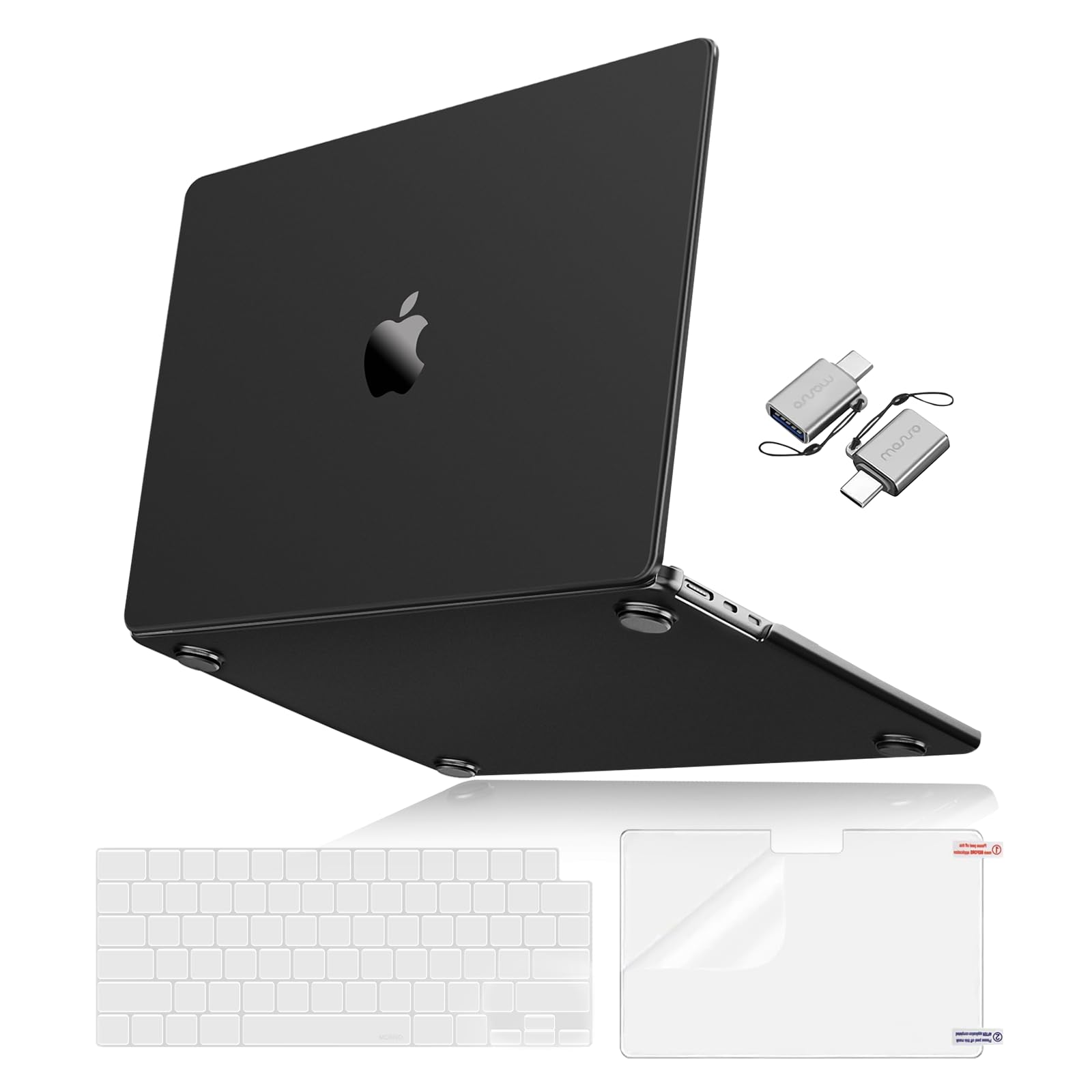 MOSISO Compatible with MacBook Air 15 inch Case 2025 2024 2023 Release M4 A3241 M3 A3114 M2 A2941,Ultra-Thin Natural Original Plastic Hard Shell Case&Keyboard Cover&Screen Film&Type C,Black Clear