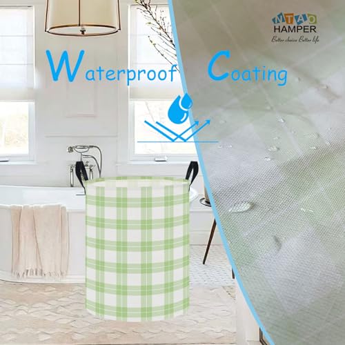 Image of NTAOHAMPER Laundry Hamper, Laundry Basket, Baby Nursery Hamper, Waterproof Storage Bin, Clothes Organizer Basket, Room Decor (Green Plaid)