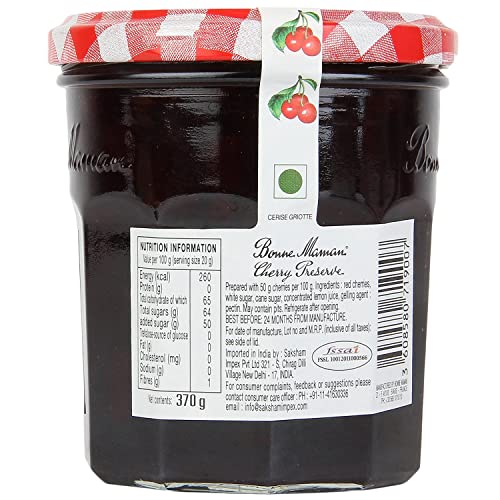 Image of Bonne Maman Cherry Preserve, Marmalade Fruit Jam, 13 oz / 370 g
