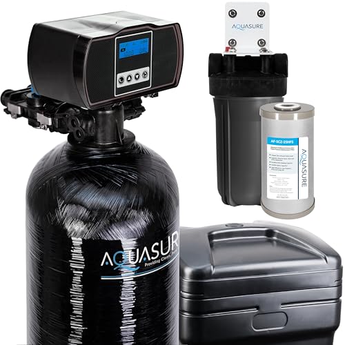 Image of Aquasure Harmony Series 30,000 Grains Whole House Water Softener with Automatic Digital Metered Control Head | Fine Mesh Resin for Iron Removal, Reduces Hardness & Improves Water | for 1-2 bathrooms