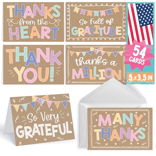 Hadley Designs Bulk Thank You Cards with Envelopes - 54