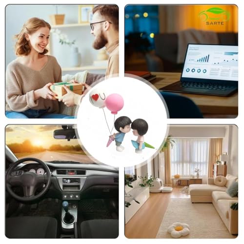 Image of SARTE Car Dashboard Toys - Adorable Couple Figurine with 1 Boy and 1 Girl Balloon, Perfect Car Decoration and Gift for Car Lovers, Includes 4 Resin Adhesive Stickers (Random Color)
