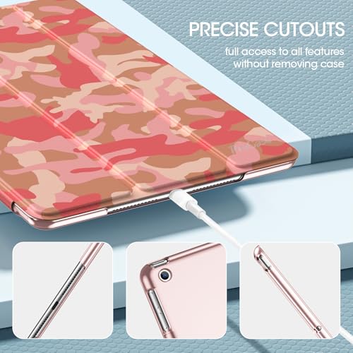 Image of ProCase for iPad 9th / 8th / 7th Generation Case 10.2 Inch (2021 /2020 /2019 Release), 10.2 iPad Case 9th / 8th / 7th Gen Cover, Slim Smart Cover with Translucent Hard Shell Back -CamoPink