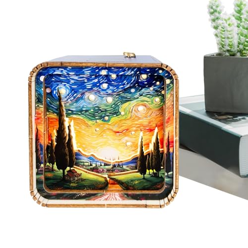 Veilleuse puzzle en bois, lampes de table en bois pour chambre à coucher,Jouets de puzzle de paysage éducatif - Ensemble de puzzle mignon, jouets sensoriels portables pour chambre à coucher, salon, bu