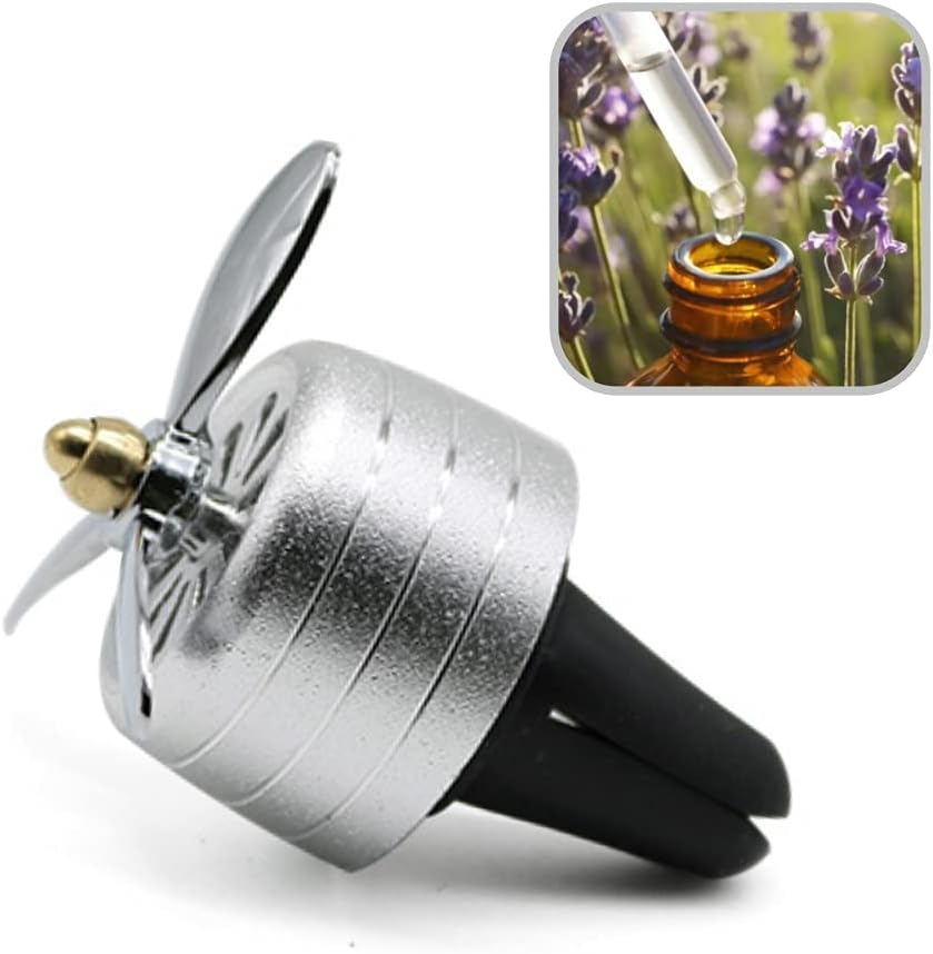 Car Air Freshener,Turbo Spinning Car Vent Clip Fragrance Diffuser,Stylish Propeller Shape Car Decor, Air Force Spin Propeller Gift,Vent Clip Car Decoration Car Purifier(Silver)