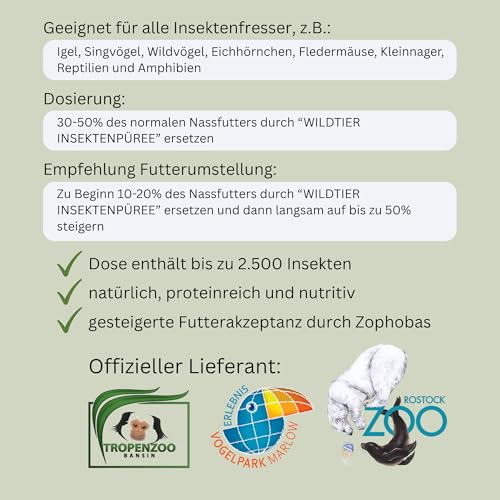 ENTAVA Frisches Insektenpüree - 100% Insekten, Igelfutter, Vogelfutter, Reptilienfutter, (Wild-) vogelfutter, Kleinnagerfutter, Frettchenfutter, Fischfutter (200g)