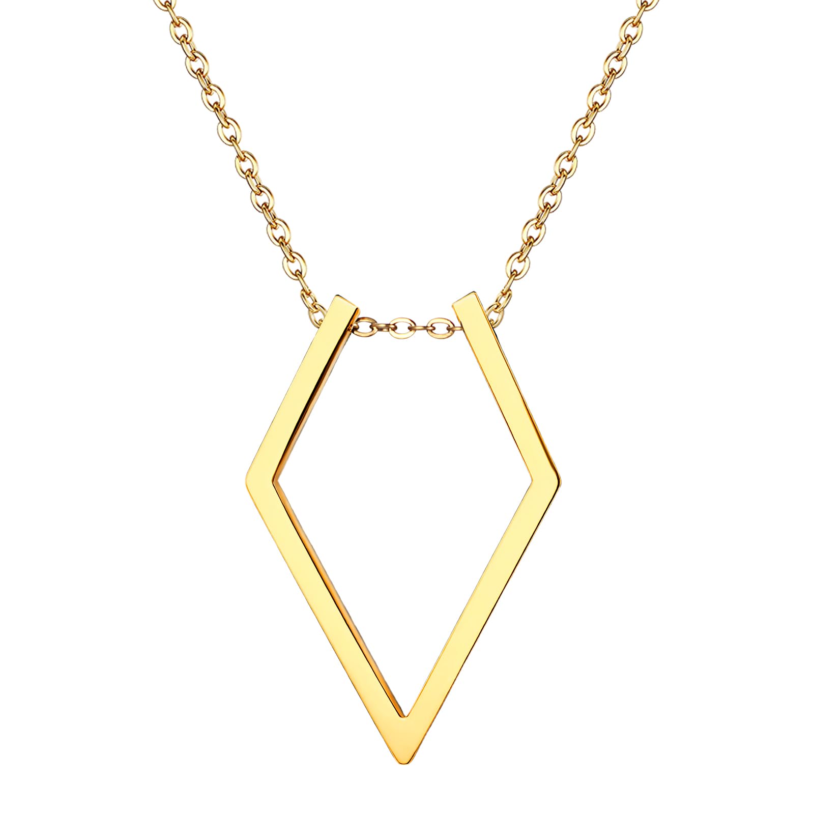 JewelryWe Berg Ringhalter Halskette Damen Edelstahl Offen Rhombus Berg Anhänger Magie Ringhalter Kette Hochzeit Verlobung Jahrestag Schmuck Geschenk für Frau Krankenschwester Ärzte