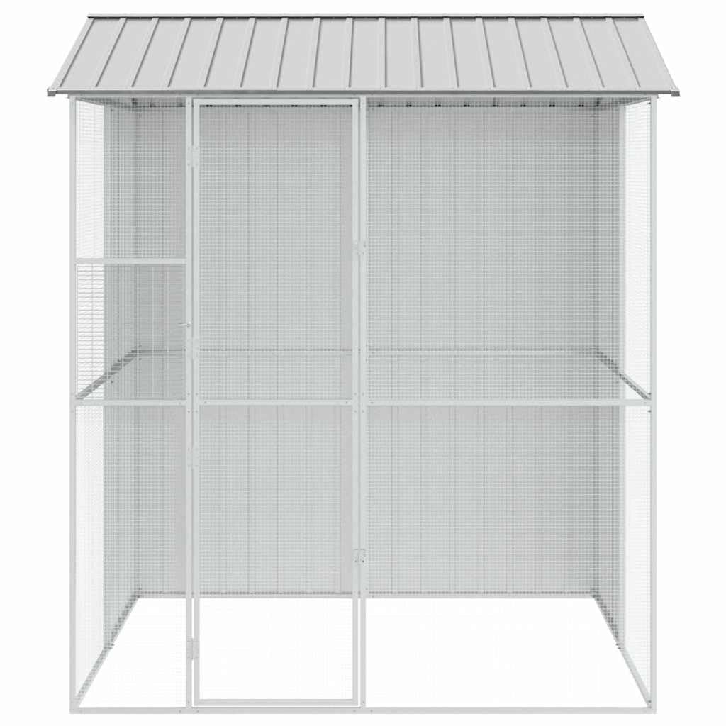 INLIFE Vogelkäfig Grau 215 x 210 x 247 cm Verzinkter Stahl,Tier- & Haustierbedarf,Haustierbedarf,Vogelbedarf,Vogelkäfige & -ständer,Grau,68.7 KG,3325175