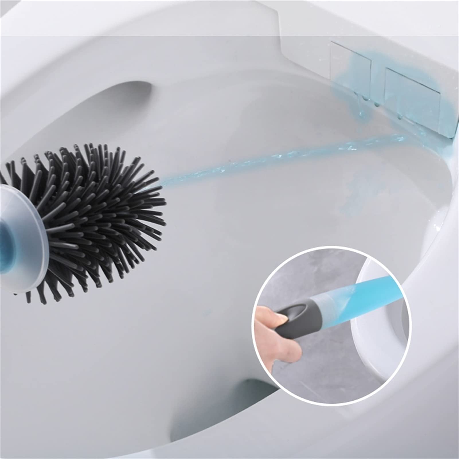 Design Classico Portabiancheria per la spazzola per uso domestico WC per la pulizia della casa Pennelli per la pulizia del bagno Pennelli da bagno Manico lungo Setole morbide Pennello per la pulizia 3