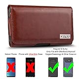J&D Holster Compatible for Galaxy Note 8 / Galaxy Note 9 Holster with Belt Clip, PU Leather Holster Pouch and ID Wallet Case for Samsung Galaxy Note 8 Case (Only Fits with Regular & Bulky Case On)