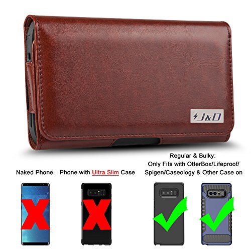 J&D Holster Compatible for Galaxy Note 8 / Galaxy Note 9 Holster with Belt Clip, PU Leather Holster Pouch and ID Wallet Case for Samsung Galaxy Note 8 Case (Fits with Regular or Bulky Case on)