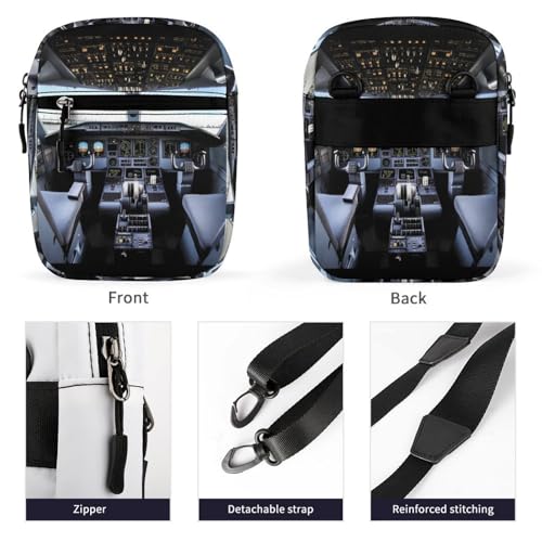 Personalized Small Crossbody Bag Water Resistant Messenger Bags Mini Airplane Cockpit Printing SlingBag For Men Women3