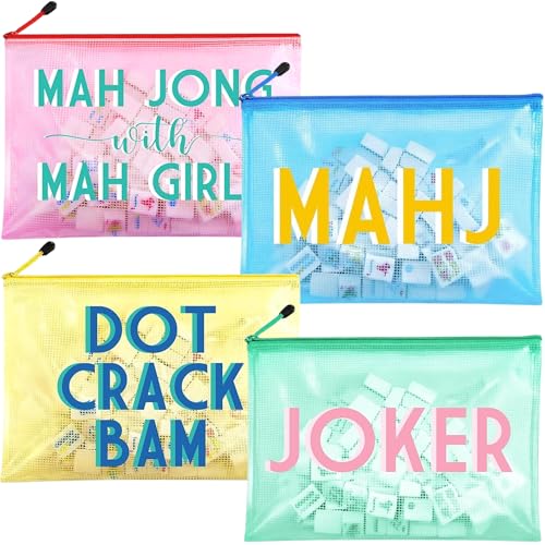 Set de 4 Bolsas para Fichas de Mahjong 14 x 10 Pulgadas