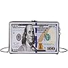 MEIBAOGE Vrouwen Retro Dollar Bill Box Clutch Honderd Ketting Schoudertassen Crossbody Purse