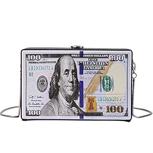 MEIBAOGE Vrouwen Retro Dollar Bill Box Clutch Honderd Ketting Schoudertassen Crossbody Purse