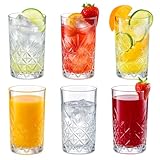 EsinHome Gläser Set Trinkgläser, Wassergläser, Saftgläser & Longdrinkgläser Latte Macchiato | Stilvolles Glas-Set für Cocktails, Softdrinks & Wasser – Spülmaschinengeeignet (Nova - 280 ml, 6er Set)