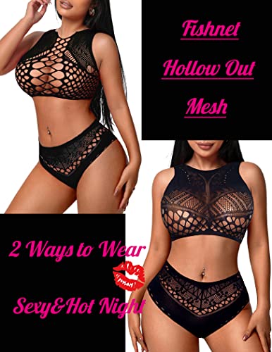 Avidlove Womens Fishnet Lingerie for Women Sexy Two Piece Lingerie Set Stripper Outfit4