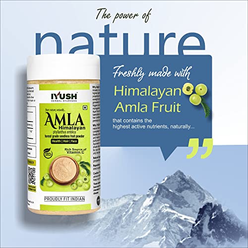 Image of IYUSH Herbal Ayurveda Wild Himalayan Amla Powder or Eating- 250gm | Amla Powder for Hair Growth Organic | Indian Gooseberry |