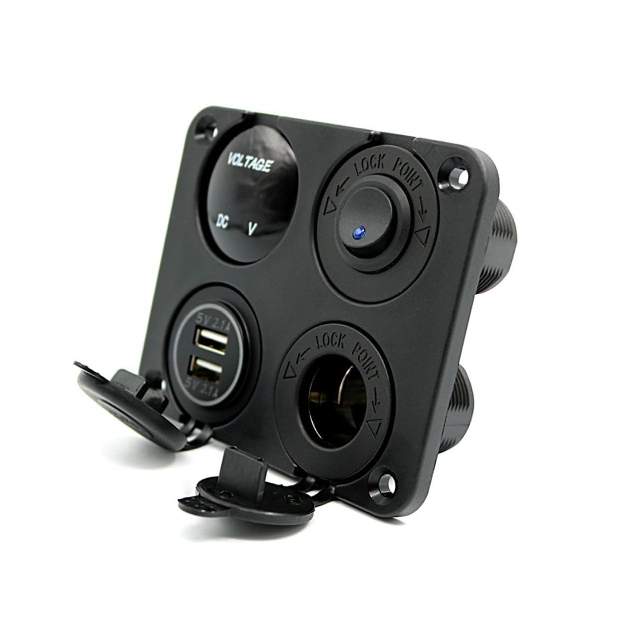 Housoutil 2.1a Cargador De Coche Usb Voltímetro Led De Dos Puertos Usb Enchufe De Corriente Para Coche y Barco