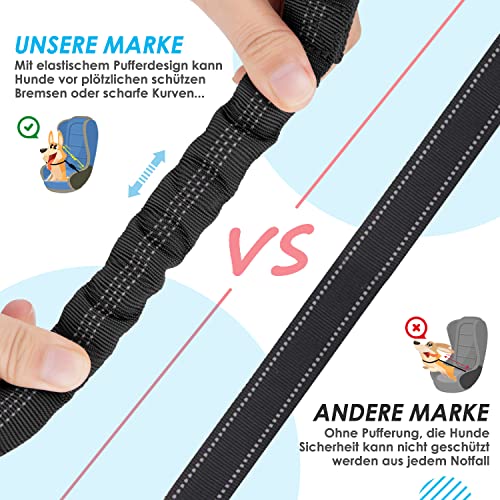 SlowTon Anschnallgurt Hund - 2 in 1 Verhedderungsfreier, Langlebiger Elastischer Hundegurt für Auto & Ausgehen, Verstellbarer Reflektierender Sicherheitsgurt