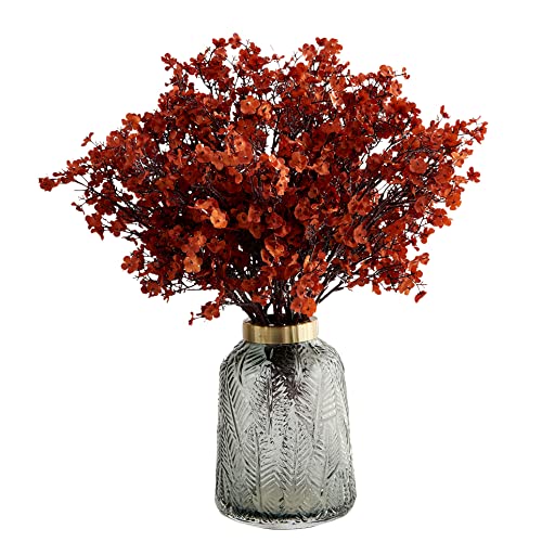 Baby's Breath Flowers Bulk Artificial Flowers 7.8'' Rust Orange Gypsophila Flowers Fake Baby Breath Bouquet for Home Kitchen Wedding Garden Party Decor 8 Bunches (Vase is not Included)