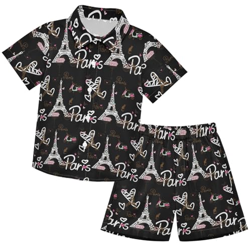 Image of visesunny Boy Floral Short Sleeve Button Down Shirt & Casual Shorts Set Summer Outfits 3-10 Years Clothes