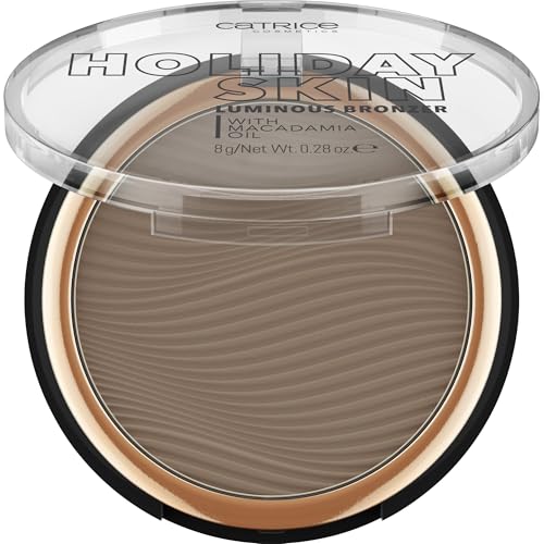 Catrice Holiday Skin Luminous Bronzer, Bronzing-Puder, Nr. 020 Off To The Island, braun, pflegend, glättend, mit Ölen, strahlend, natürlich, vegan, wasserfest, Mikroplastik Partikel frei (8g)
