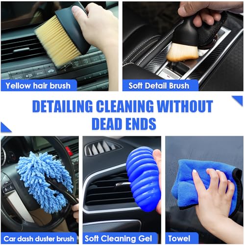Viewsun 18PCS Car Cleaning Kit, Car Interior Detailing Kit with Blue High Power Handheld Vacuum, Detailing Brush Set, Windshield Cleaner, Cleaning Gel, Complete Auto Accessories for Men, Women - Image 5