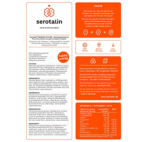Serotalin® ORIGINAL POWDER 5 HTP | 120g Serotonine + Dopamine Poeder van Griffonia, Fenylalanine & Vitamine D3 | Zonder… - Image 7