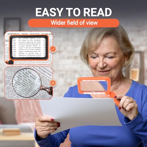 YOCTOSUN Magnifying Glass with Light for Reading, Rechargeable LED Page Magnifier 5X, Folding Rectangular Handheld Lighted Magnifier for Seniors Low Vision Inspection - Thumbnail 7