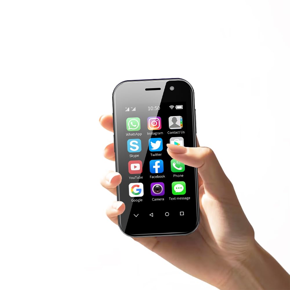 Mini Phone 4G Unlocked Smartphone 3.0" HD Android Face ID Dual Sim Quad Core 2600mAh Kids Mini Premium Child Small Compact Mobile Student Pocket Cellphone, 2+16GB Black