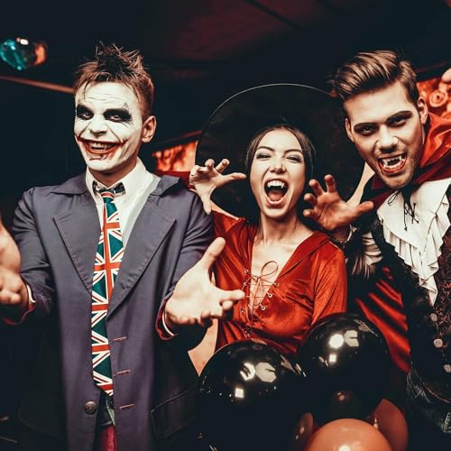 4 Pairs Vampir Zähne Kit 4 Größen Vampirzähne Halloween Cosplay Vampir Fangs Gefälschte mit 1 Rohr Zähne Pellets Klebstoff für Party Cosplay, Halloween, Demon, Witch