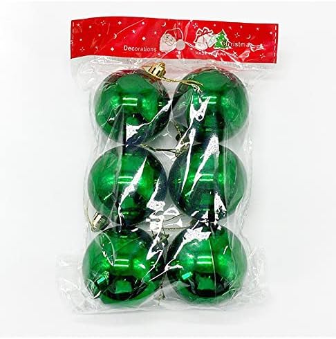 PARTY TIME6cm. Green Christmas Ball Ornaments Big Glass Christmas Tree Decorations Set Seamless Ornaments Balls with Hanging Loop for Christmas Tree Holiday Party (6 Pieces)
