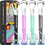 Cbiumpro 4-Pack Tongue Scraper for Adults & Kids, Stainless Steel Tongue Cleaner with Travel Case, Reduce Bad Breath