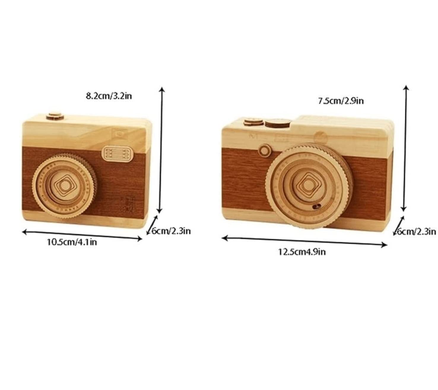 Caja de música para cámara, caja de música de madera, caja de pronunciación para cumpleaños, Navidad, el nombre de la música está en la imagen, caja musical de regalo (madera, 12,5 x 7,5 x 6